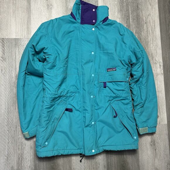 Vintage 80s Patagonia Fleece Lined Shelled Synchilla Jacket Womens L - Picture 1 of 8